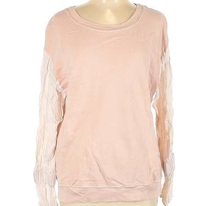 STATESIDE PULLOVER SWEATER, SIZE LARGE, PINK/TAN